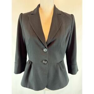 Banana Republic Women’s Black Peplum Button Blazer Shoulder Pads 3/4 Sleeve  6